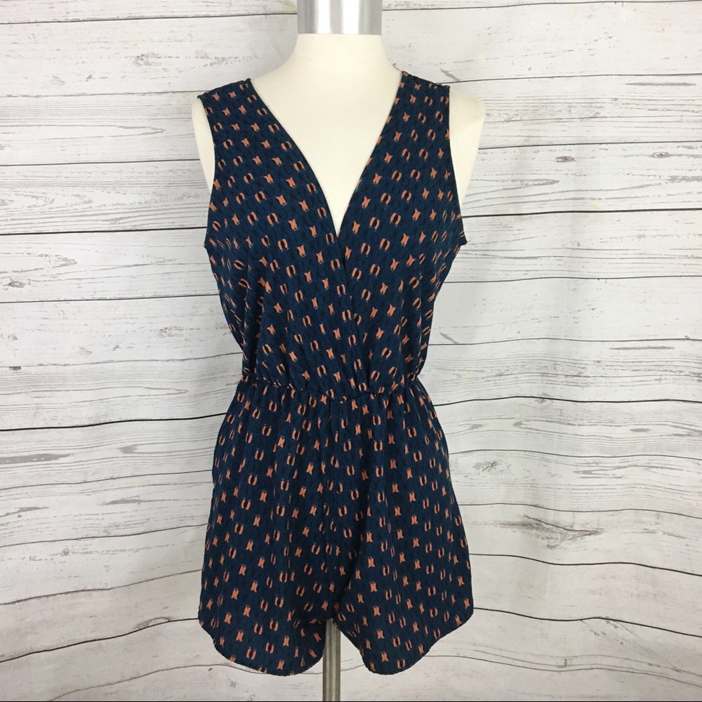 El Bloom deep v wrap front sleeveless romper